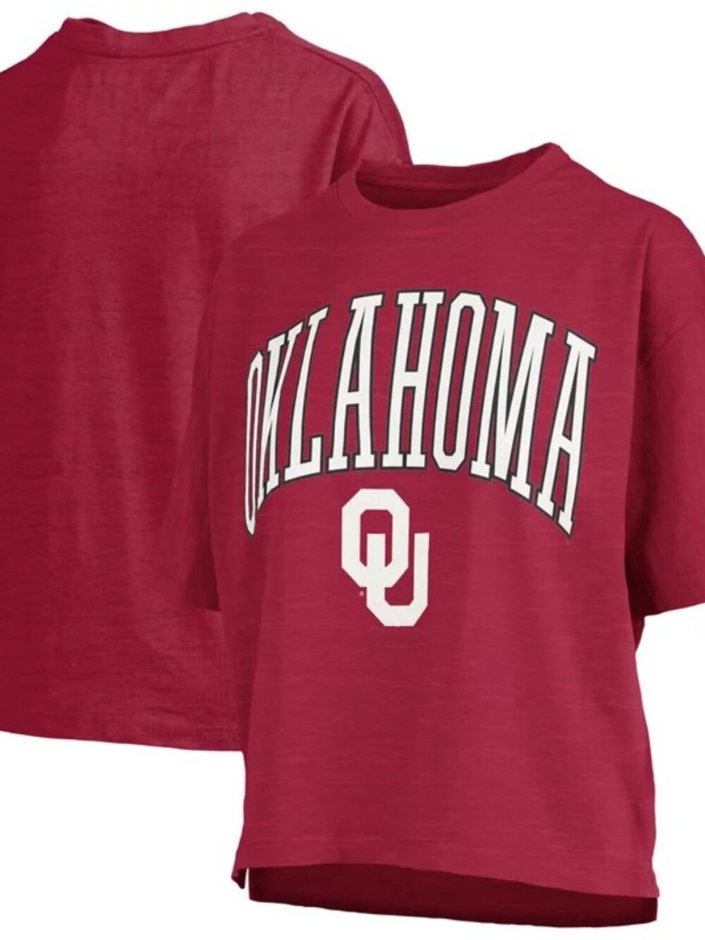Women's SM Pressbox Crimson Oklahoma Sooners Waist Length T-Shirt NCAA 50% off